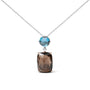 Diamond Accent, London Blue Topaz and Smoky Quartz Dangle Drop Pendant Necklace in 18K Rose and White Gold, photo 1