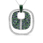 Collar con colgante calado de esmalte verde con diamantes, zafiro y tsavorita de 1/2 ct. p.t. en plata de ley, color F-G, claridad VS1-VS2, 18 pulg., foto 1