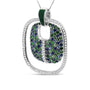 Collar con colgante calado de esmalte verde con diamantes, zafiro y tsavorita de 1/2 ct. p.t. en plata de ley, color F-G, claridad VS1-VS2, 18 pulg., foto 2