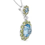 0.05 Ct. T.W. Round Diamond and Blue Topaz and Green Peridot Gemstone Halo Drop Pendant Necklace in 18K White Gold, photo 4