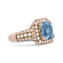 1 1/8 Ct. T.W. 10x10mm Cushion-Shaped Aquamarine and Round Diamond Halo Ring in 18K Rose Gold, photo 4