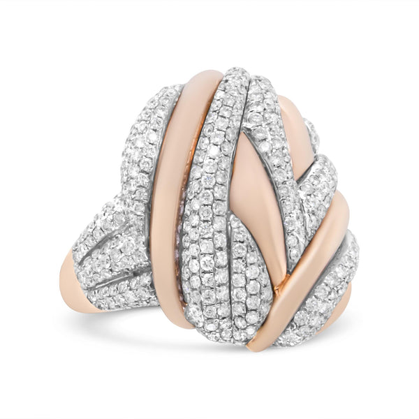 1 7/8 Ct. T.W. Diamond and Gold Textured Dome Cocktail Ring in 18K Rose and White Gold, photo 2