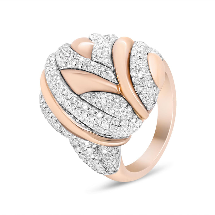 Anillo de cóctel de cúpula texturizada de oro con diamantes de 1 7/8 ct. p.t. en oro rosa y blanco de 18K, foto 5