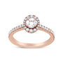Anillo de compromiso de racimo con halo ovalado y diamantes marquesa de 1/2 ct. p.t. en oro rosa de 18K, color F-G, claridad VS1-VS2, foto 4