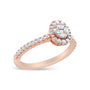 Anillo de compromiso de racimo con halo ovalado y diamantes marquesa de 1/2 ct. p.t. en oro rosa de 18K, color F-G, claridad VS1-VS2, foto 5