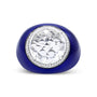 1/5 Ct. T.W. 14mm White Quartz and Diamond Halo with Blue Enamel Dome Ring in 18K White Gold, photo 1