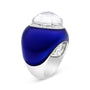 1/5 Ct. T.W. 14mm White Quartz and Diamond Halo with Blue Enamel Dome Ring in 18K White Gold, photo 4
