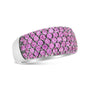 Anillo de banda clásico de varias hileras con rodio negro y zafiro rosa en oro blanco de 18K, foto 2