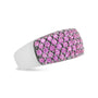 Anillo de banda clásico de varias hileras con rodio negro y zafiro rosa en oro blanco de 18K, foto 4