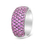 Anillo de banda clásico de varias hileras con rodio negro y zafiro rosa en oro blanco de 18K, foto 5