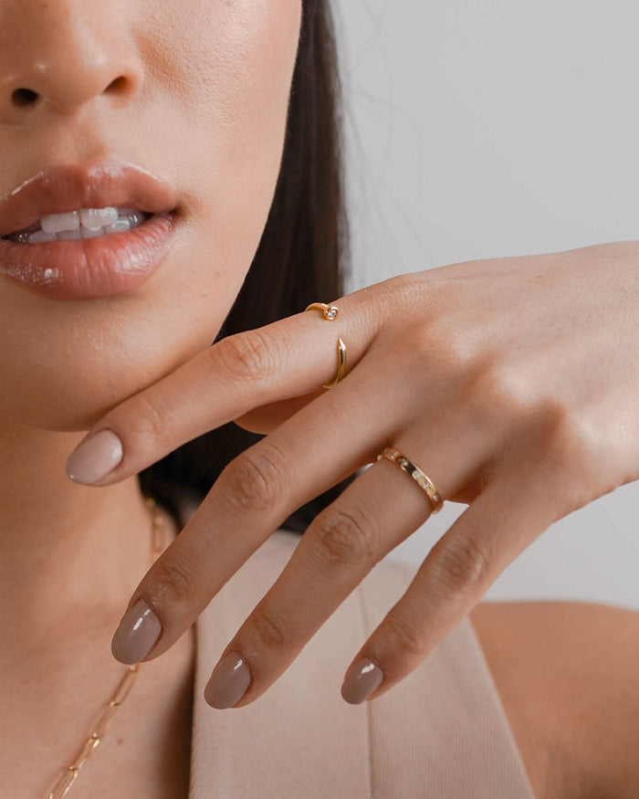 14K Gold Diamond Nail Cuff Ring, photo 4