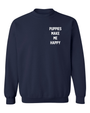 Motto Puppies Make Me Happy Unisex Crewneck Sweatshirt in navy