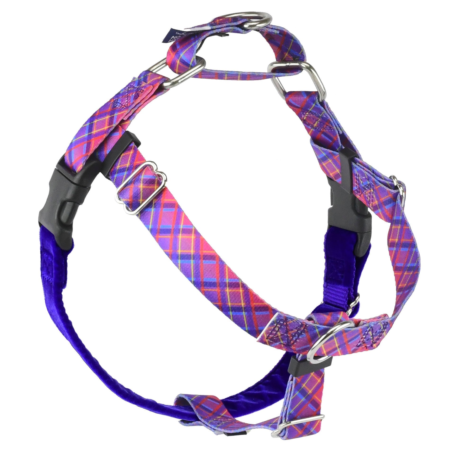 Arnés antitirones para perro Freedom No-Pull Neon Sunrise Pink Plaid EarthStyle, foto 1