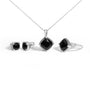 Conjunto de joyería de 3 piezas con ónix cojín, anillo, aretes, colgante y cadena de cable en plata de ley, 18 pulg., foto 1