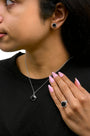 Conjunto de joyería de 3 piezas con ónix cojín, anillo, aretes, colgante y cadena de cable en plata de ley, 18 pulg., foto 3