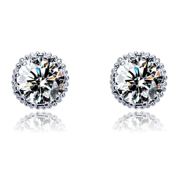 One Carat Round Cubic Zirconia Stud Earrings, photo 1