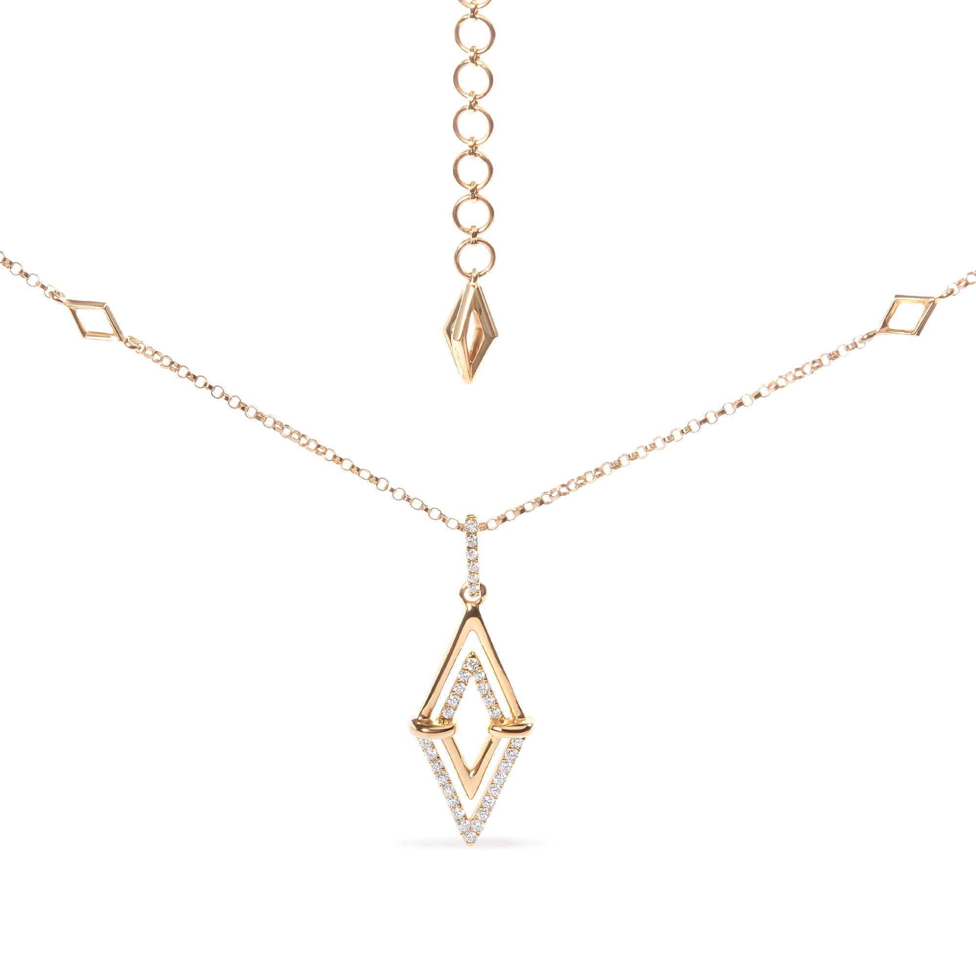 1/4 Ct. T.W. Diamond Double Triangle Geometric Pendant Necklace in 14K Yellow Gold, photo 1