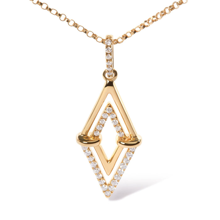 1/4 Ct. T.W. Diamond Double Triangle Geometric Pendant Necklace in 14K Yellow Gold, photo 2