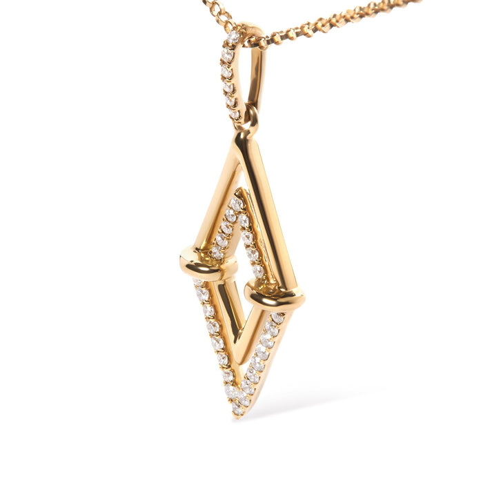 1/4 Ct. T.W. Diamond Double Triangle Geometric Pendant Necklace in 14K Yellow Gold, photo 3