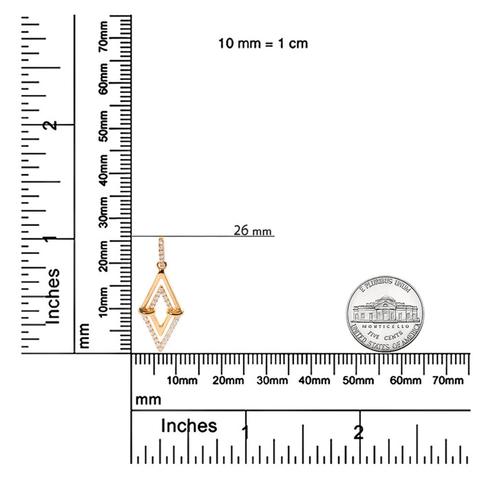 1/4 Ct. T.W. Diamond Double Triangle Geometric Pendant Necklace in 14K Yellow Gold, photo 4