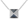 Collar con colgante de pirámide con acabado mate y diamantes azules tratados de 1/4 ct. p.t. en oro blanco de 14K, foto 2