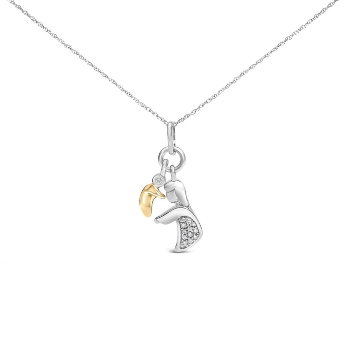 Collar con colgante de mamá e hijo con detalle de diamante en plata de ley bañada en oro amarillo de 14K, foto 1