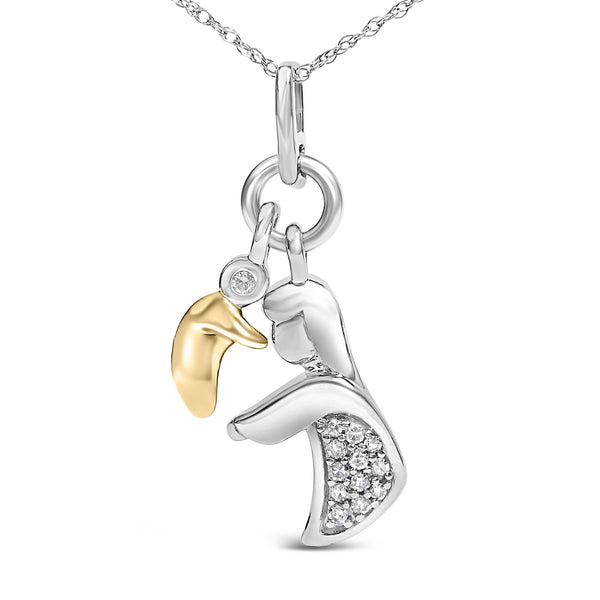 Collar con colgante de mamá e hijo con detalle de diamante en plata de ley bañada en oro amarillo de 14K, foto 2