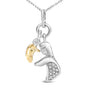 Collar con colgante de mamá e hijo con detalle de diamante en plata de ley bañada en oro amarillo de 14K, foto 2