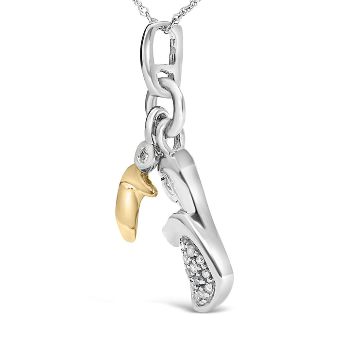 Collar con colgante de mamá e hijo con detalle de diamante en plata de ley bañada en oro amarillo de 14K, foto 4