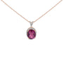 1/5 Ct. T.W. Diamond Pink Quartz Oval Pendant Necklace in 14K Rose Gold Vermeil, photo 1