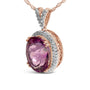 1/5 Ct. T.W. Diamond Pink Quartz Oval Pendant Necklace in 14K Rose Gold Vermeil, photo 4