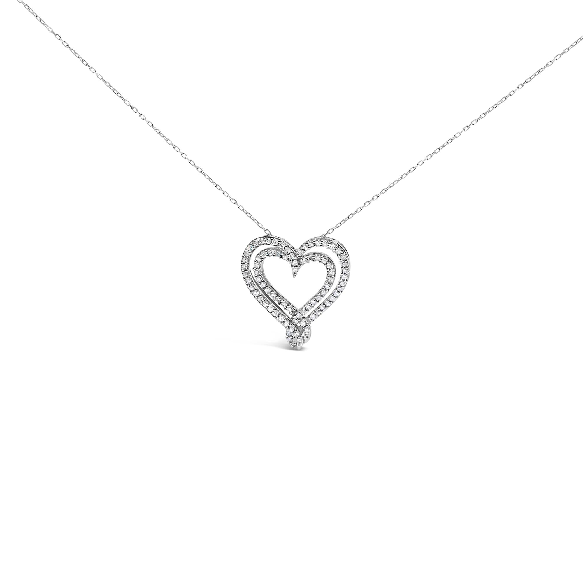 Collar con colgante de corazón con diamantes de 1/2 ct. p.t. en plata de ley, foto 1