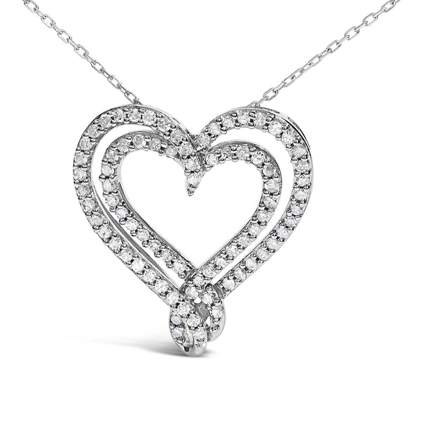 1/2 Ct. T.W. Diamond Heart Pendant Necklace in Sterling Silver, photo 2