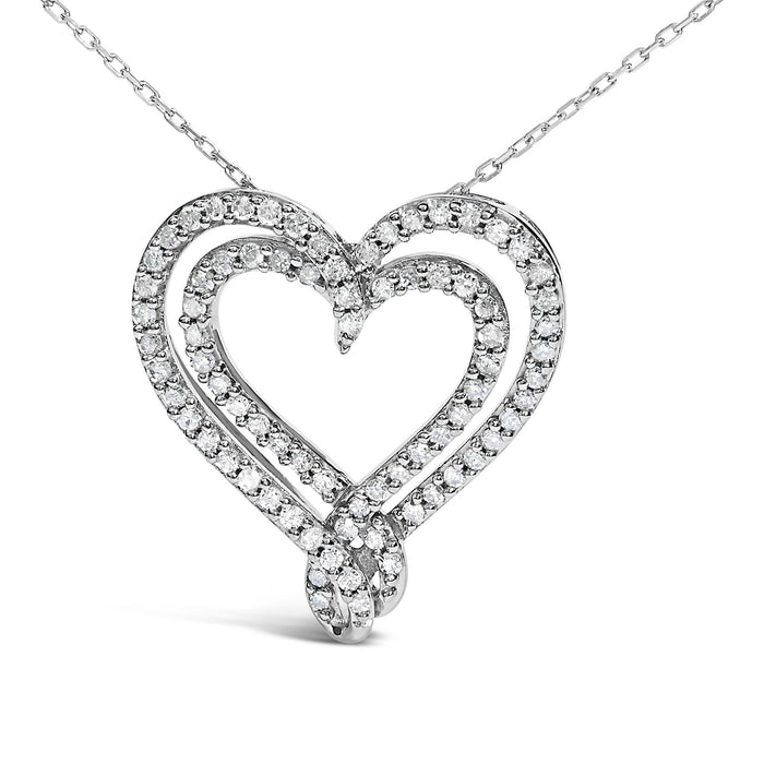 Collar con colgante de corazón con diamantes de 1/2 ct. p.t. en plata de ley, foto 2