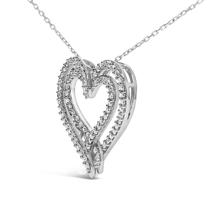 Collar con colgante de corazón con diamantes de 1/2 ct. p.t. en plata de ley, foto 4