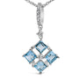 Collar con colgante de motivo cuadrado con topacio azul y zafiro blanco en plata de ley, foto 2