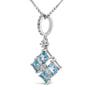 Collar con colgante de motivo cuadrado con topacio azul y zafiro blanco en plata de ley, foto 4