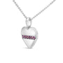 Lab-Created Pink Sapphire Bar Heart Pendant Necklace in Sterling Silver, photo 4