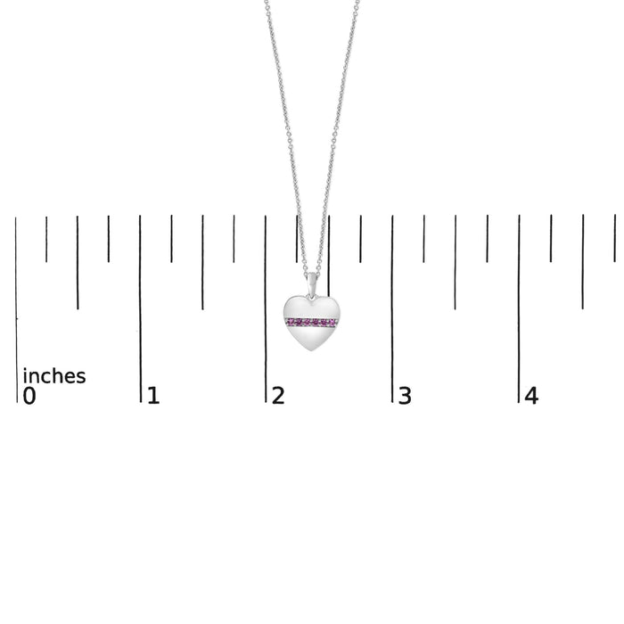 Lab-Created Pink Sapphire Bar Heart Pendant Necklace in Sterling Silver, photo 5