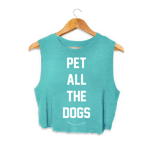 Pet All The Dogs Crop Tank in teal