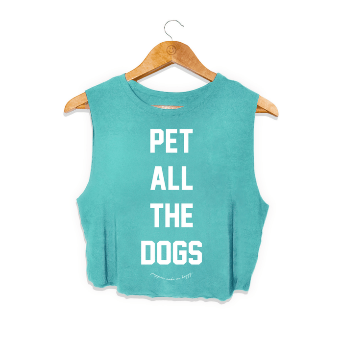 Pet All The Dogs Crop Tank in teal