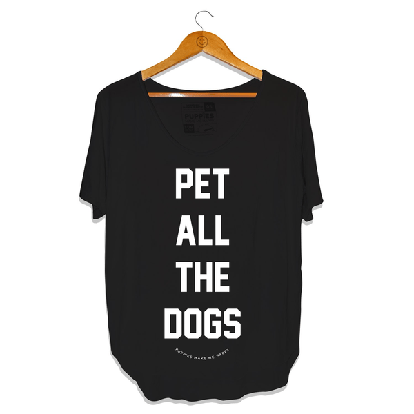 Pet All The Dogs Scoop Neck Tee in black