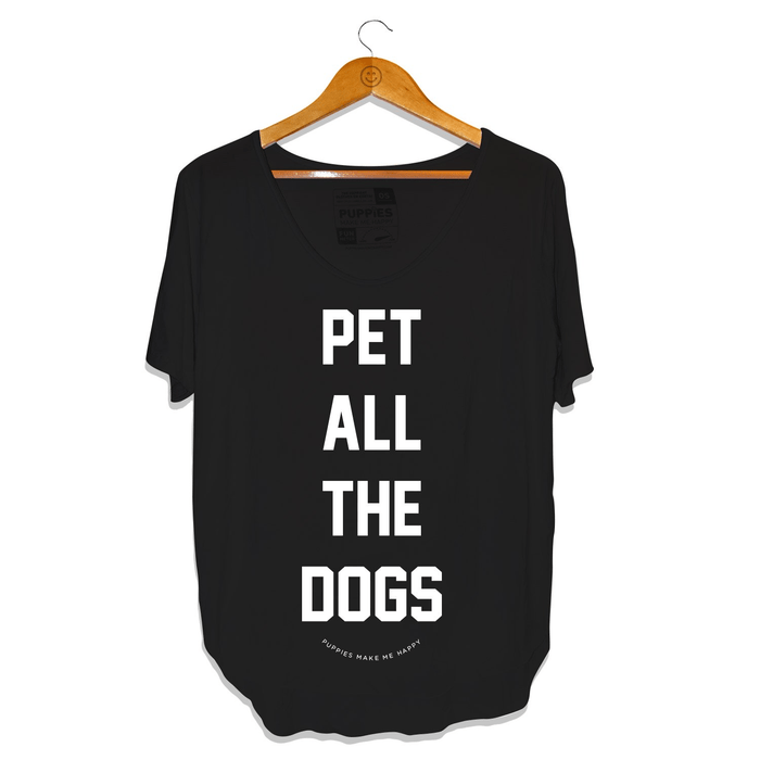 Pet All The Dogs Scoop Neck Tee in black