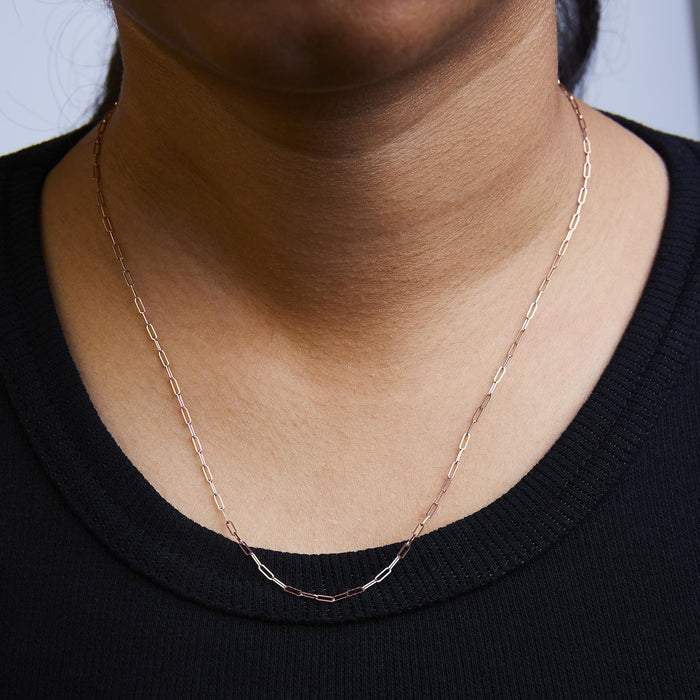 Collar de cadena de clip de 1.5mm en oro macizo de 14K, foto 15