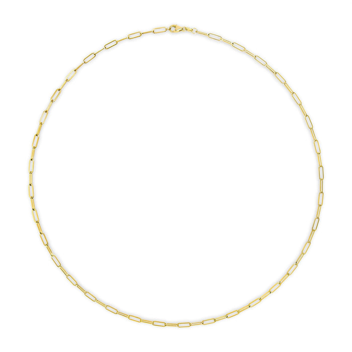 Collar de cadena paperclip de 2.5mm en oro macizo de 14K, foto 8