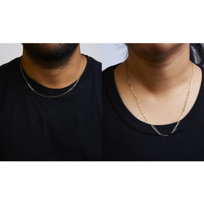 Collar de cadena paperclip de 2.5mm en oro macizo de 14K, foto 6