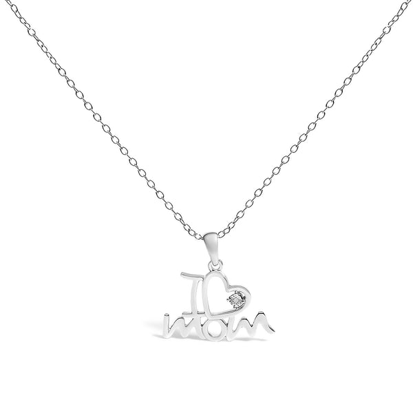 Diamond Accent I Love Mom Heart Pendant Necklace in Sterling Silver, photo 1