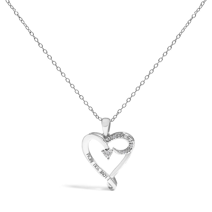 Diamond Accent I Love You Mom Heart Pendant Necklace in Sterling Silver, photo 1