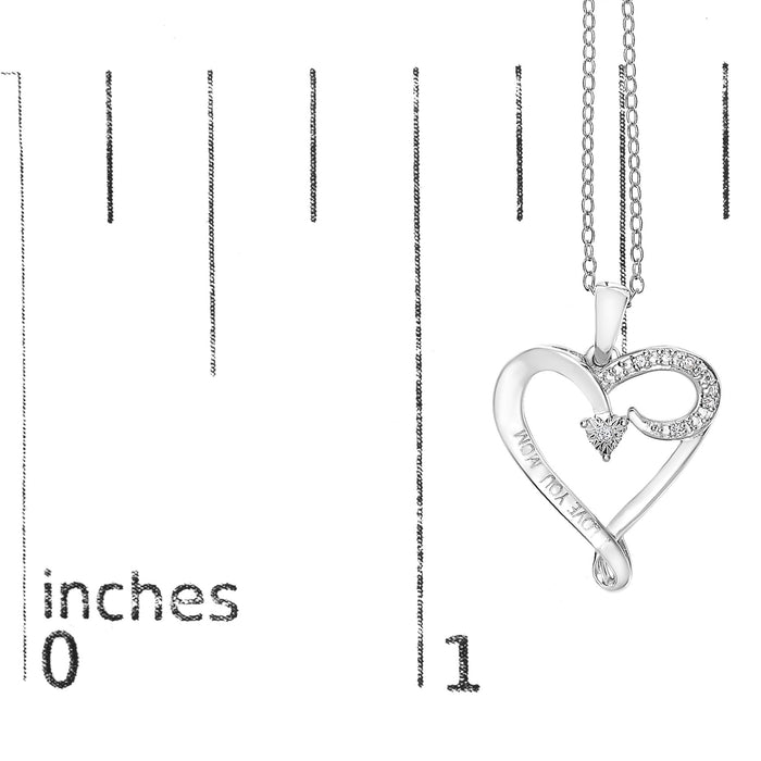 Diamond Accent I Love You Mom Heart Pendant Necklace in Sterling Silver, photo 5