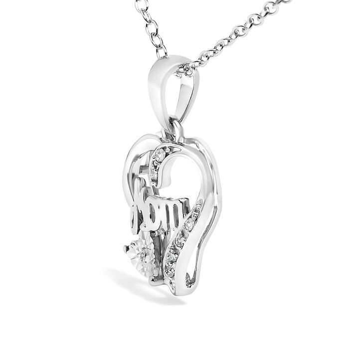 Collar con colgante de mamá con corazón y detalle de 7 diamantes en plata de ley, foto 4